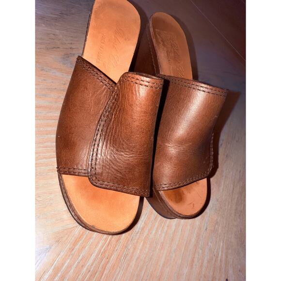 Robert Clergerie brown Leather platform wedge Slides size 5.5 - Picture 7 of 8